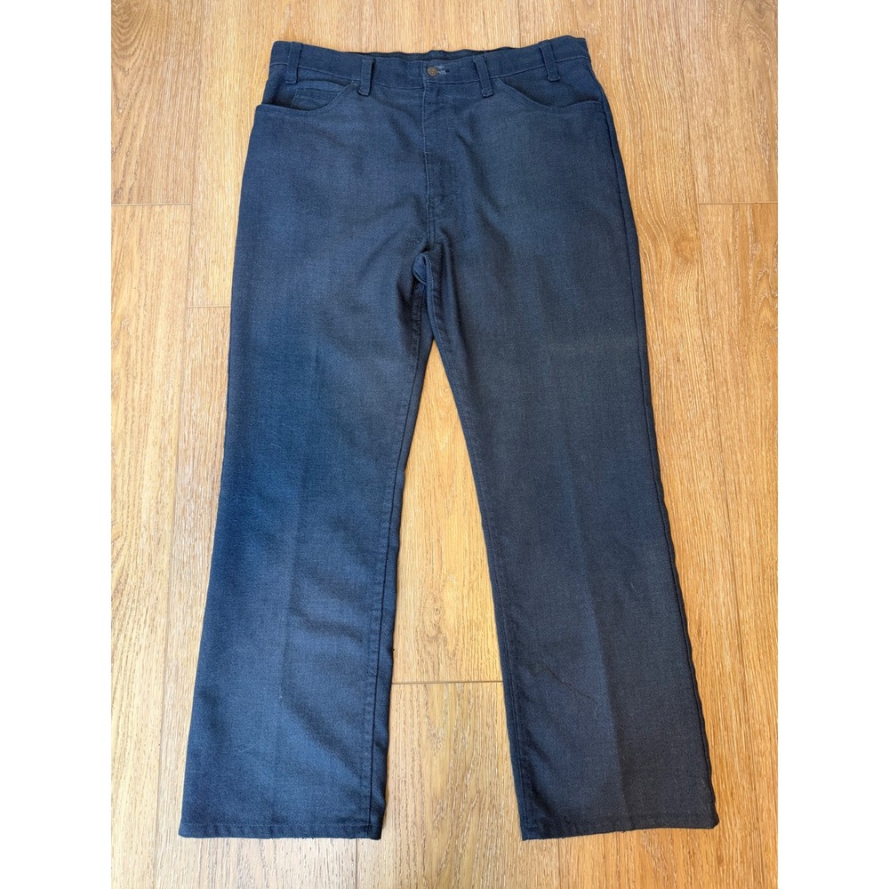 Vintage Levis Sta-Prest Navy Blue Hopsack Pants Mens 34x27 Straight Leg 70s 520